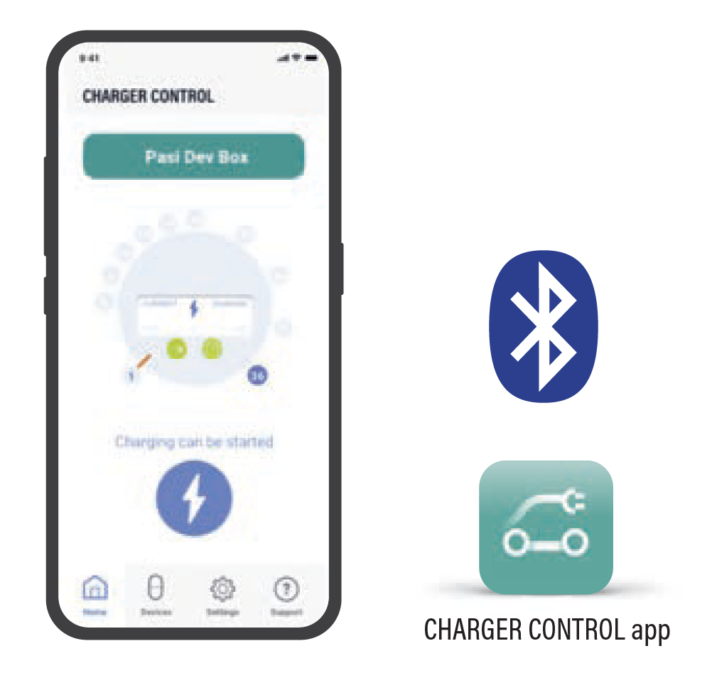 Ovládání nabíjení pomocí bluetooth a aplikace charger control